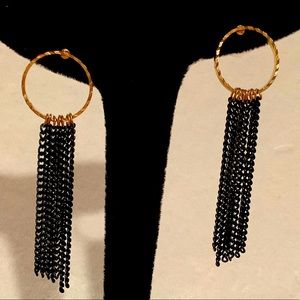 💜3/$30 Gold rings with Black Chain Stud Earrings